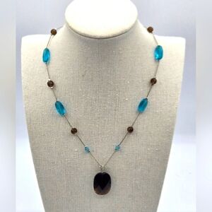 LIA SOPHIA Silver Tone Beaded Necklace Adjustable Length
